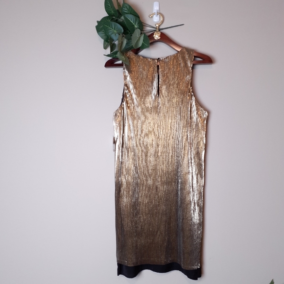 Bar lll gold glam Copenhagen pleated shift dress - Picture 9 of 15